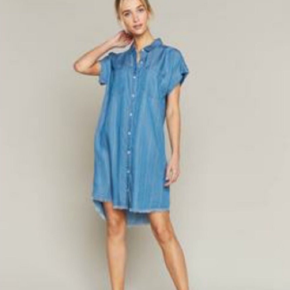 Thread & Supply printed denim shirt dress size medium